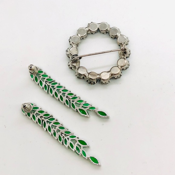 Vintage Blue AB Brooch & rhinestone Earrings - Picture 4 of 6